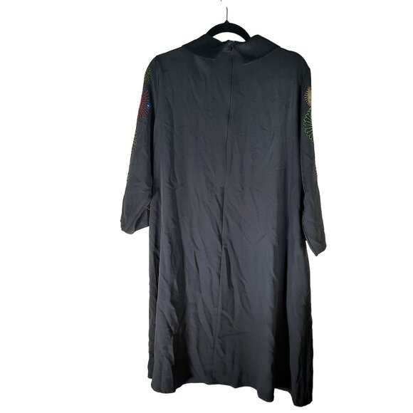 NEXX New York Life Size 48 Women's Black Rhinestone Dress Half Sleeve - Picture 12 of 16